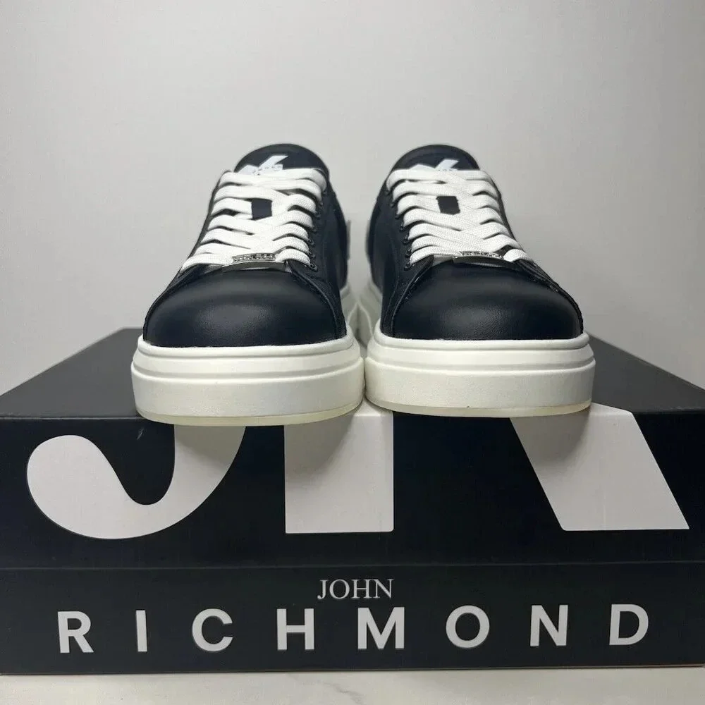 John Richmond 20007 CP Sneakers Low Platform Casual Leather Black Men’s Sz 6